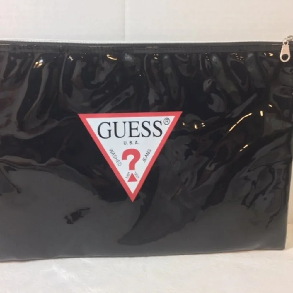 GUESS Vinyl Computer Padded Travel Zip Bag